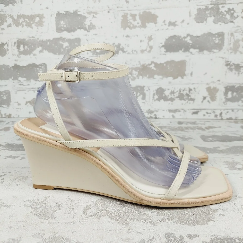 New Dolce Vita Gemini Ivory Leather Strappy Wedge Sandal V241